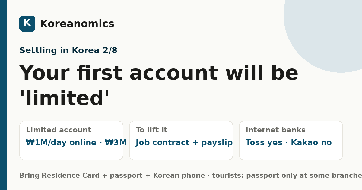 Your first account will be 'limited' — Koreanomics